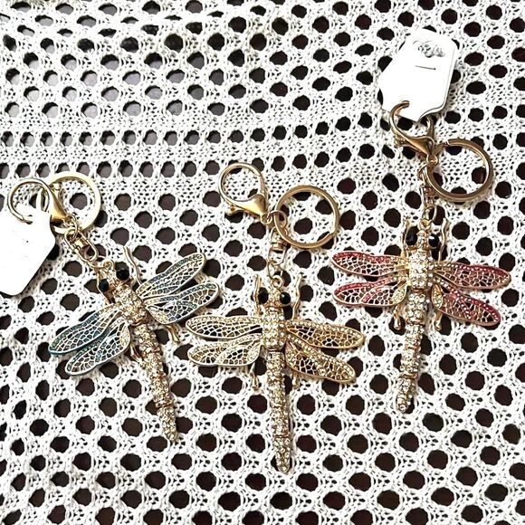 Dragonfly Purse Charm - Key Chain - 3 Colors Available - Picture 1 of 8